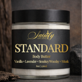 Jar of Sistly Naturals Standard Body Butter on a dark background